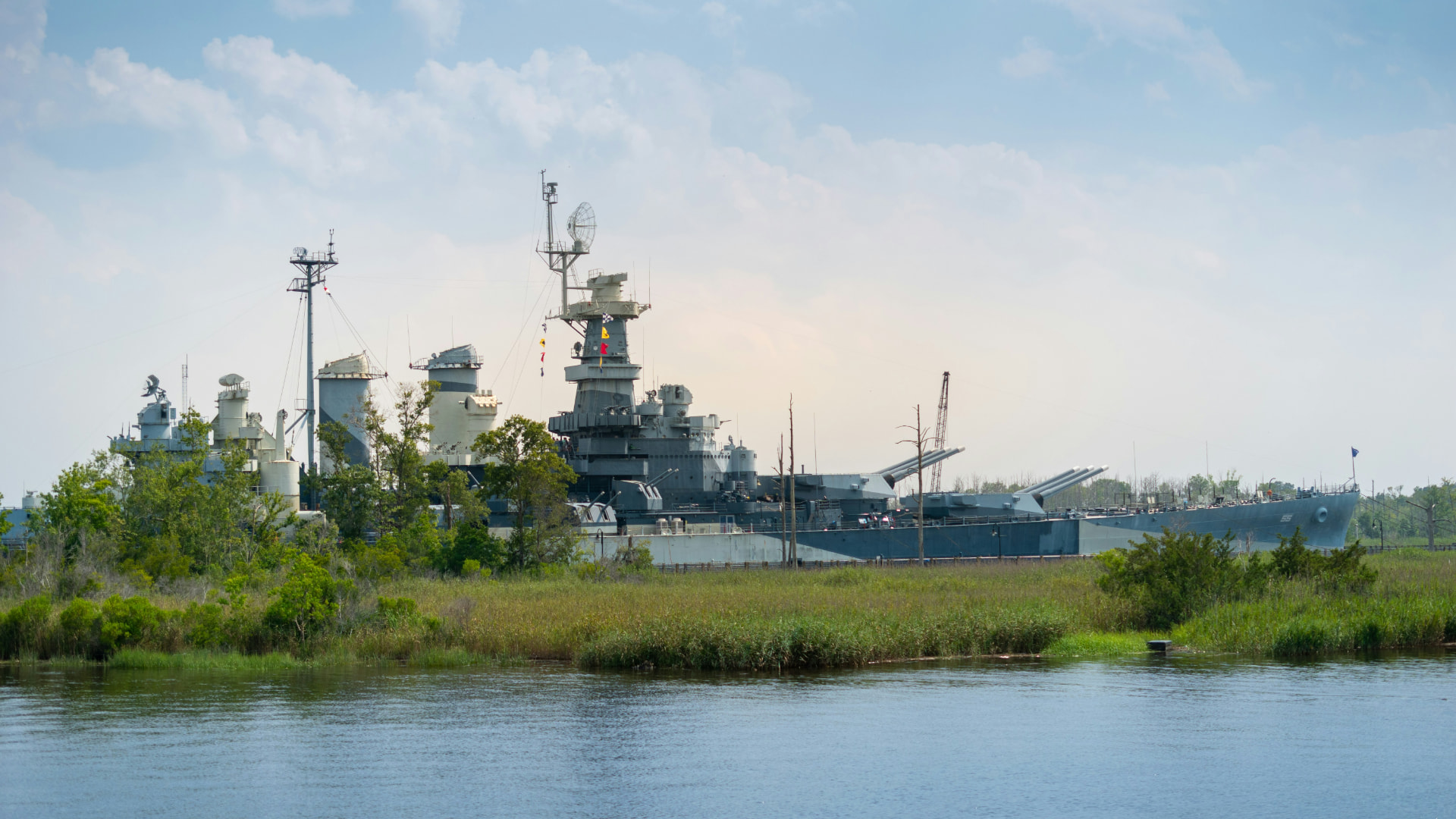 The Battleship North Carolina resting on the Cape Fear River